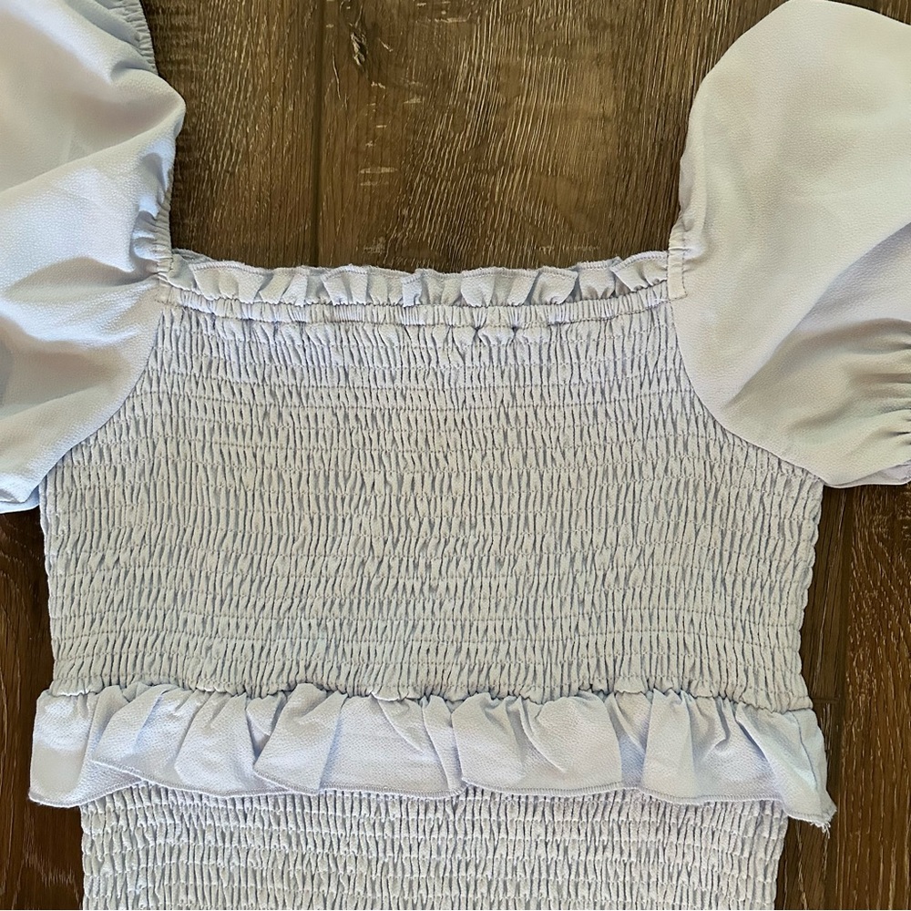 Light Blue Tiered Ruffle Body con Maxi Dress Size Small - Picture 6 of 12
